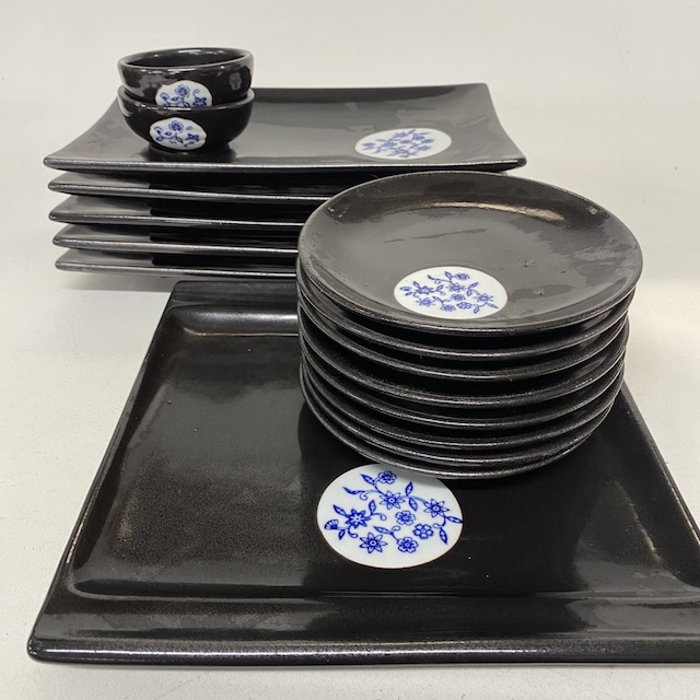 CROCKERY, Asian Style - Black Japanese Set 